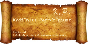 Kránitz Petróniusz névjegykártya